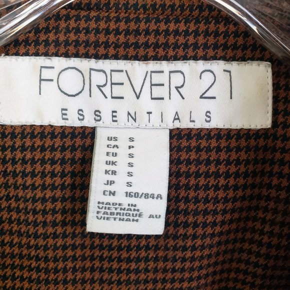 Forever 21 Women's S Copper Lined Button Hounds Tooth Pattern Suit Coat Blazer - Picture 11 of 12